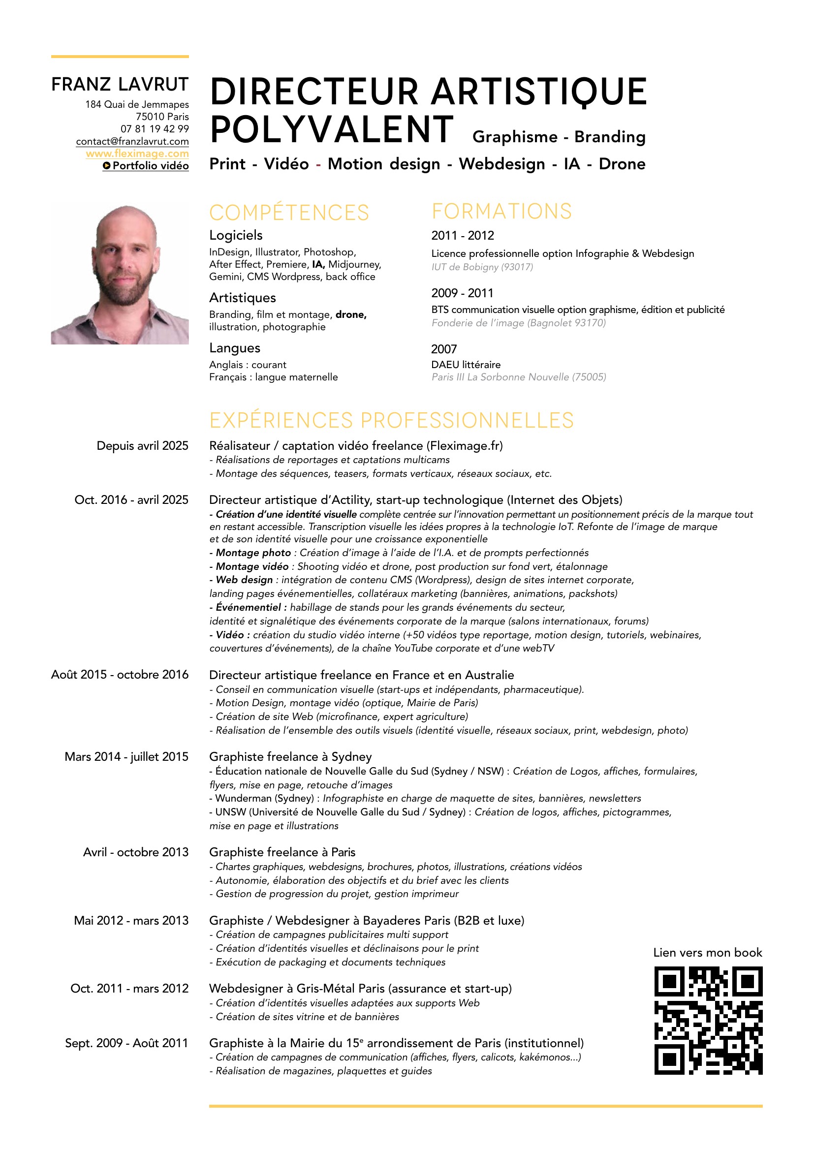 Aperçu du CV de Franz Lavrut